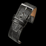 Retro 18mm Black Calf Leather Alligator Pattern Strap For Watches with Fixed Solid Strap Bars