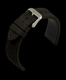 2 Piece Retro Pattern 18mm Canvas Military Watch Strap in Black - The Ideal Durable Fabric Strap for Military Watches