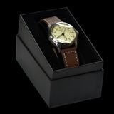 MWC Classic 40mm Cream Dial Stainless Steel Aviator Watch with Hybrid Movement and 100m Water Resistance